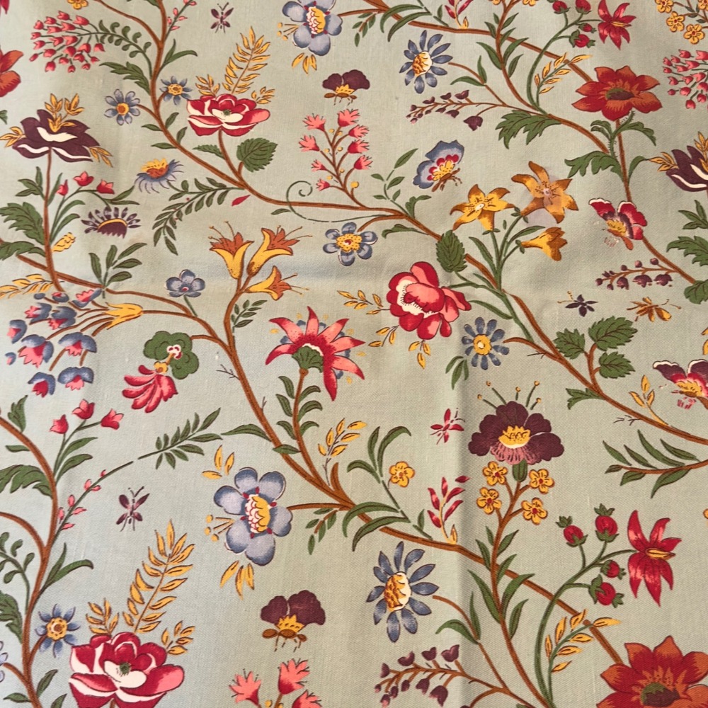Cacharel Tablecloth Floral Cotton Linen Italy 67x78 Blue Cottagecore Botanical